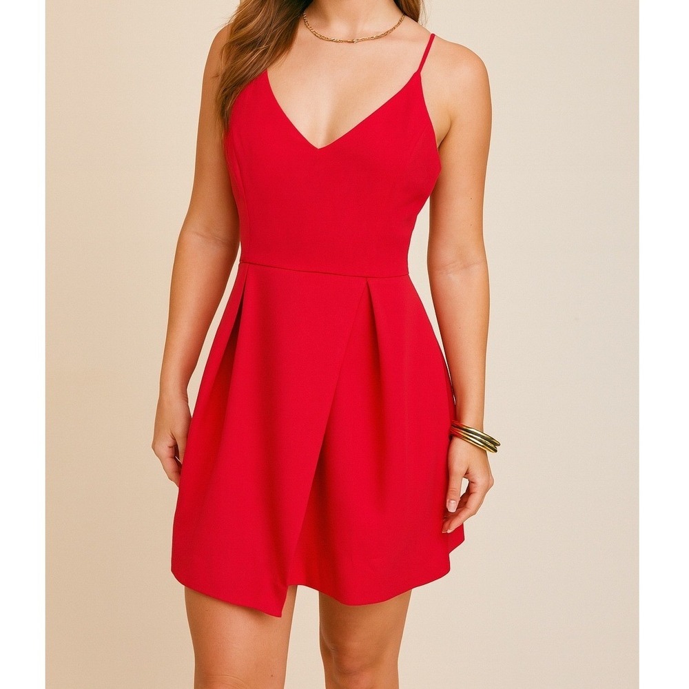 Gianni Bini GB Pink Salmon Mini Pleated Dress Spaghetti Straps Large‎ Hoco Party